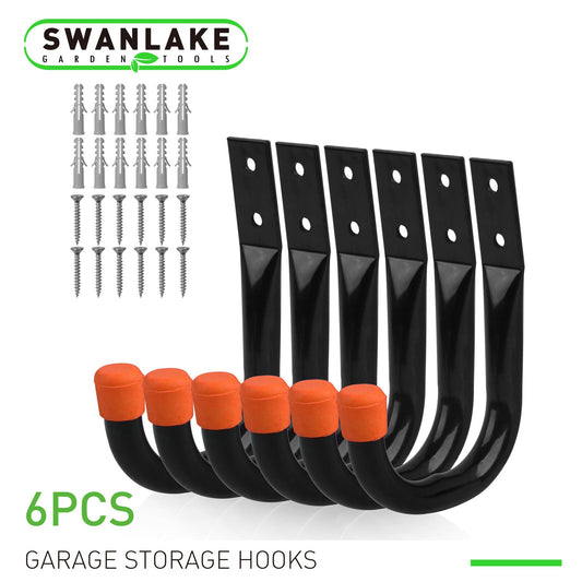6-Pack Steel Garage Storage Utility Hooks Wall Organizer Tool Hanger H-D Screws